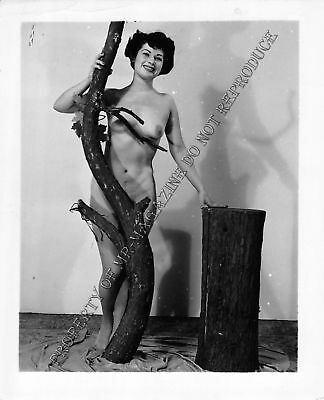 Adult Vintage B&W Photo 4x5 Beautiful Brunette Posing Nude Sexy Tits Out 76HP