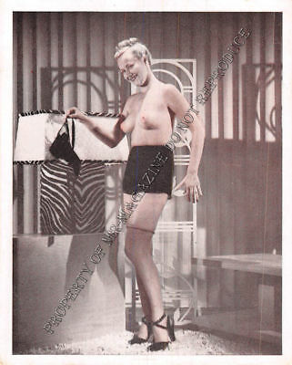 Adult Vintage B&W Photo 3.5x4 Sexy Pin Up Model Undressing Strip Tease 261HP