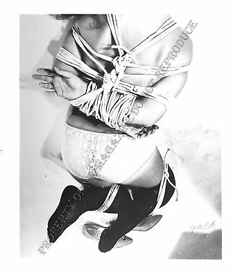 Adult Photo Vintage B&W 4x5 Bondage Beautiful Brunette Bound Dominated 146XU