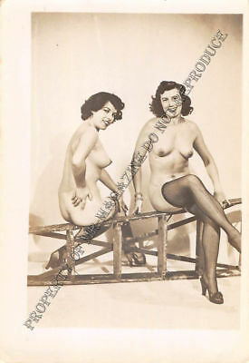 Adult Vintage B&W Photo 2.5x4 Sexy Pin Up Lesbians Undressing Strip Tease 8HR