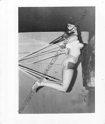 Adult Vintage B&W Photo 4x5 Bondage Sexy Brunette Bound Dominated Tied Up 129HS