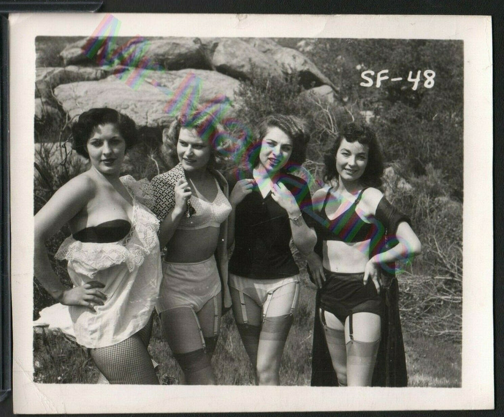 Vintage B&W Risque Pinup 4" x 5" Two Sexy Ladies Beautiful Cheesecake BC77