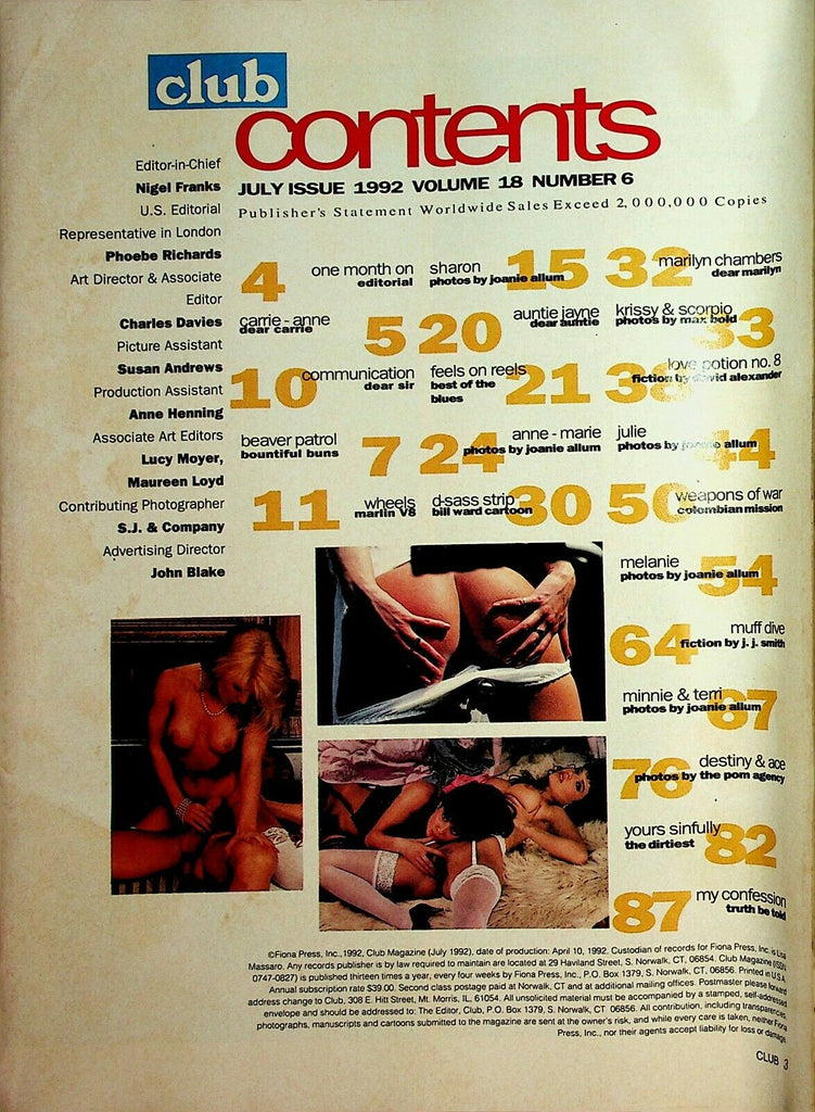 Club Magazine Carrie-anne July 1992 Readers Copy 062620lm-ep