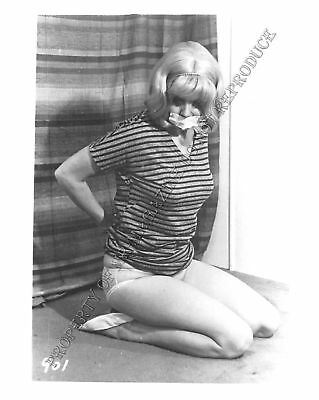 Adult Photo Vintage B&W 4x5 Bondage Beautiful Blonde Bound Dominated 330XU
