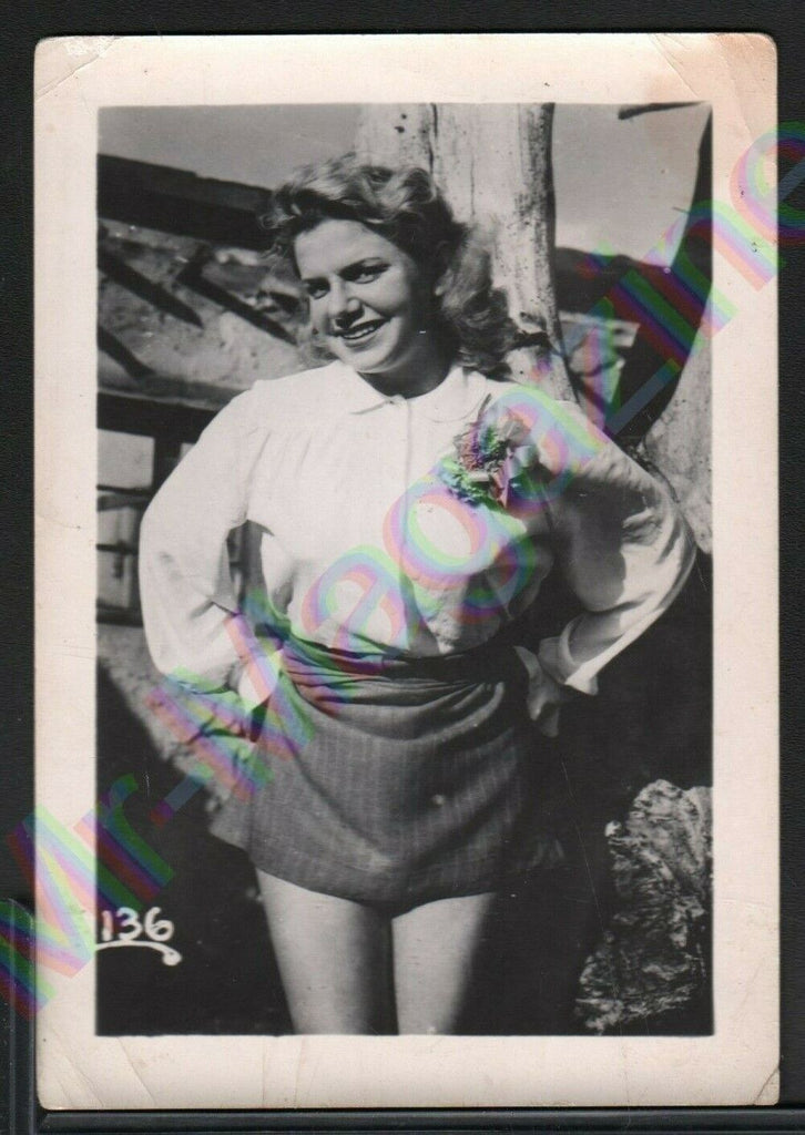 Beautiful Vintage B&W Risque Pinup 3" x 4.5" Sexy Blonde Cheesecake BB62