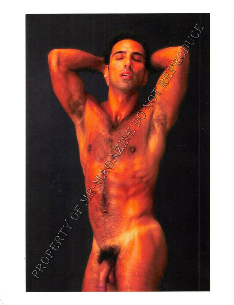 1990s Gay Male 8x11 Photo Hunky Gay Hairy Man Nude & Sweaty 58FL