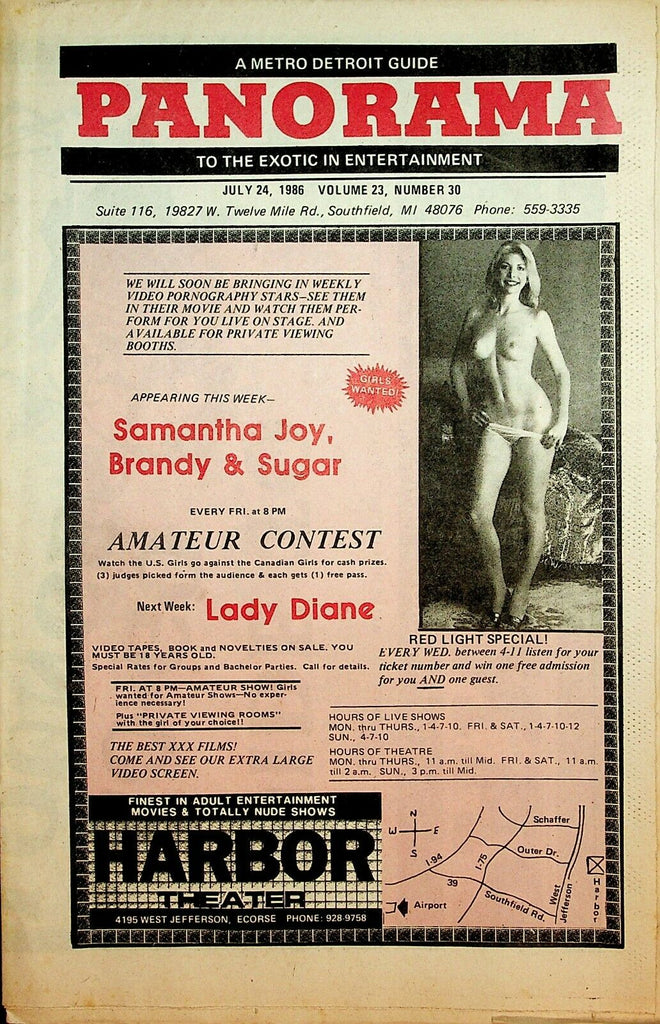 Panorama Metro Detroit Exotic Entertainment Guide July 24, 1986 022020lm-ep