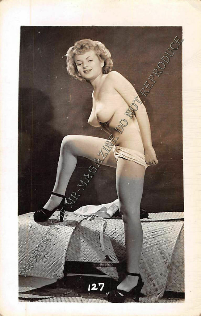 Adult B&W Photo Vintage 2.5x4" Sexy HOT Blonde Nude Stripping Seductive 115FS