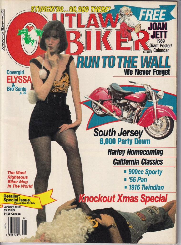 Outlaw Biker Magazine Elyssa & Bro Santa January 1989 020419REP