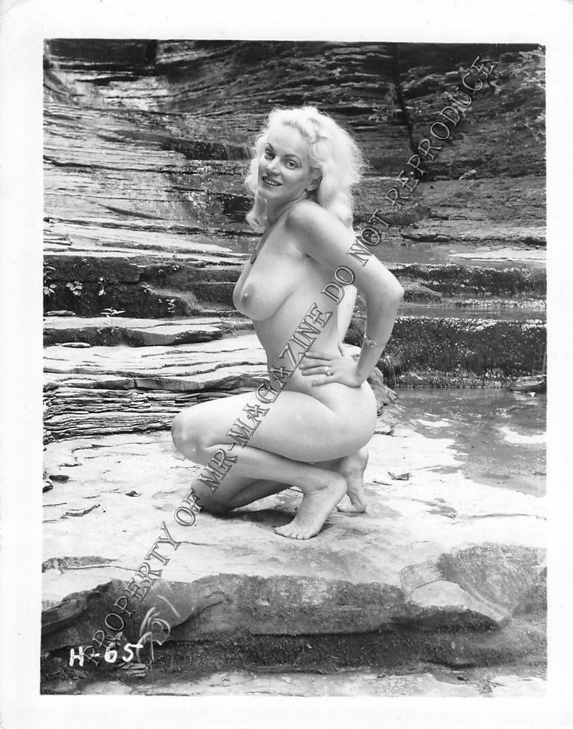 Adult Vintage 1950s B&W Photo 4x5 Busty Blonde Nude Showing Huge Tits 232FE