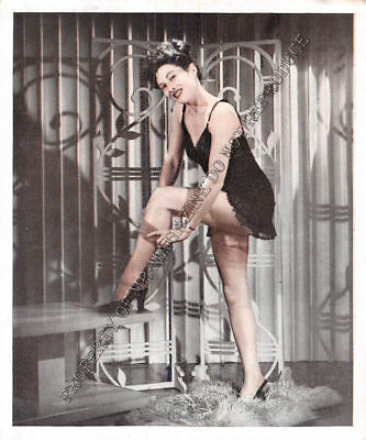 Adult Vintage B&W Photo 3.5x4 Sexy Pin Up Model Undressing Strip Tease 235HP