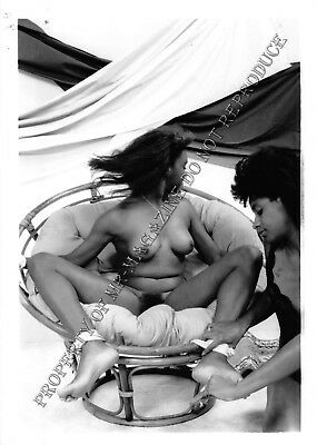 Adult Vintage B&W Photo 5x7 Bondage Sexy Ebony Lesbian Bound & Tickled 176HO