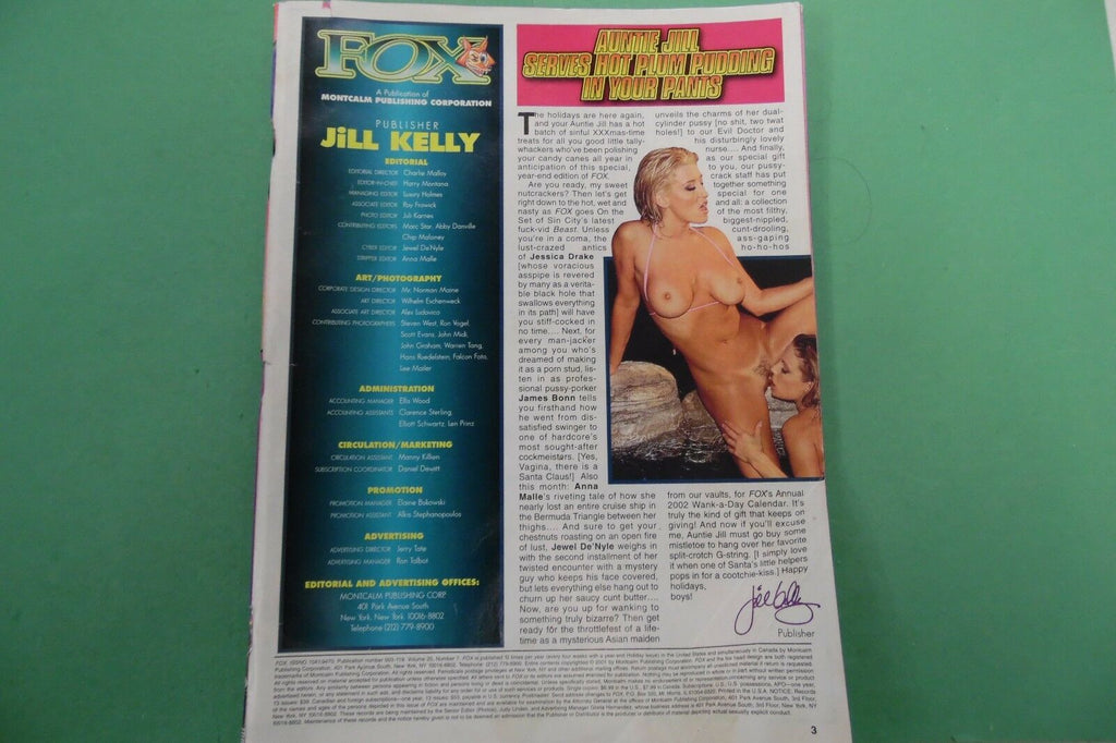 Fox Magazine Jill Kelly Holiday 2001 Readers Copy 123016lm-ep