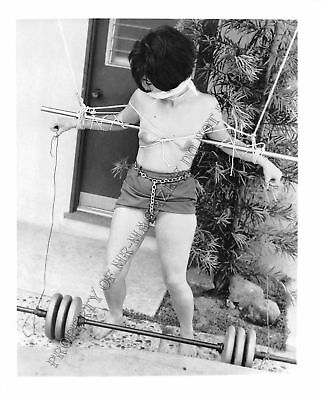 Adult Photo Vintage B&W 4x5 Bondage Beautiful Brunette Bound Dominated 199XU