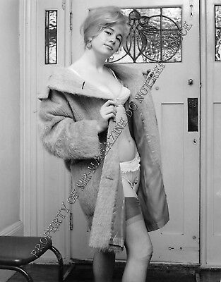 1950s Pin-Up B&W Risque Photo 8.5"x6.5" Sexy Blonde Posing in Lingerie 323FB