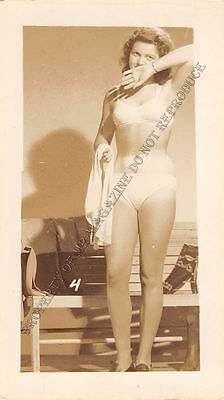 Adult B&W Photo 1940s/50s 2.5x4 Beautiful Brunette Seductive in Lingerie 150MH