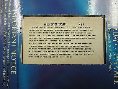 American Dream VIVID Video VG XXX Adult VHS 052715amp2