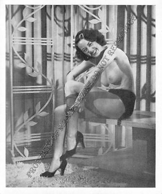 Adult Vintage B&W Photo 3.5x4 Sexy Pin Up Model Undressing Strip Tease 179HP