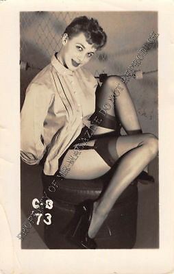 Adult Vintage B&W Photo 2.5x4 Sexy Pin Up Lesbians Undressing Strip Tease 163HR
