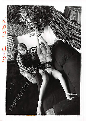 Adult 1990s B&W Photo 5x7 Bondage Beautiful Blonde Bound Down & Tickled 74NA