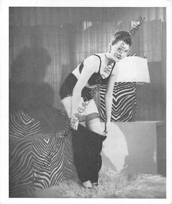 Adult Vintage B&W Photo 3.5x4 Sexy Pin Up Model Undressing Strip Tease 207HP