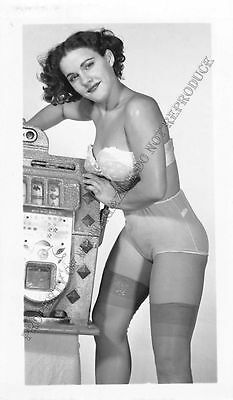 Adult B&W Photo 1940s/50s 2.5x4 Beautiful Brunette Seductive in Lingerie 123MH