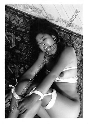 Adult Vintage B&W Photo 5x7 HOM Bondage Beautiful Asian Bound with Rope 49HY