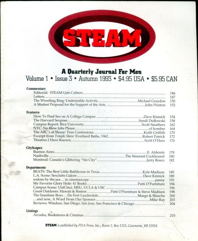 Steam Quarter Journal For Men vol.1 #3 August 1993 012419lm-ep