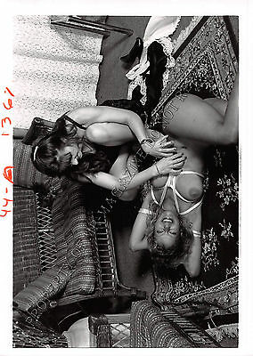 Adult 1990s B&W Photo 5x7 Bondage Beautiful Lesbian Bound and Body Tickled 55NA