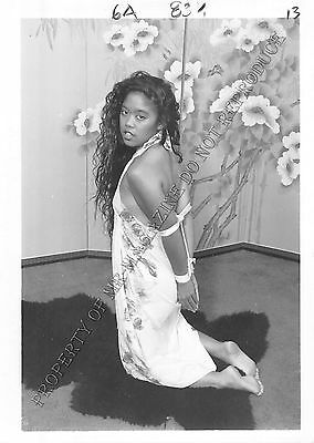 Adult 1990s B&W Photo 5x7 Bondage Beautiful Asian Tied Up with Rope 72JV