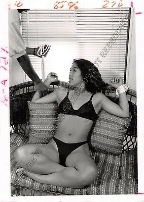 Adult Photo Vintage B&W 5x7 Bondage Sexy Asian Woman Bound and Tickled 382YX