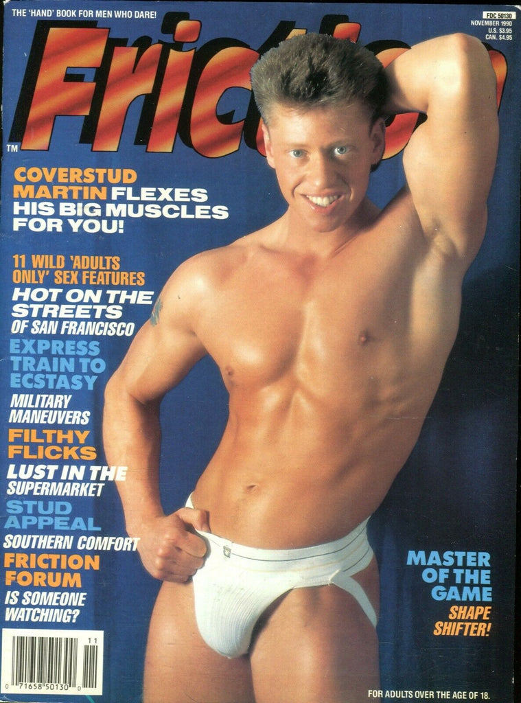 Friction Gay Magazine Cover Stud Martin Flexes November 1990 090719lm-ep