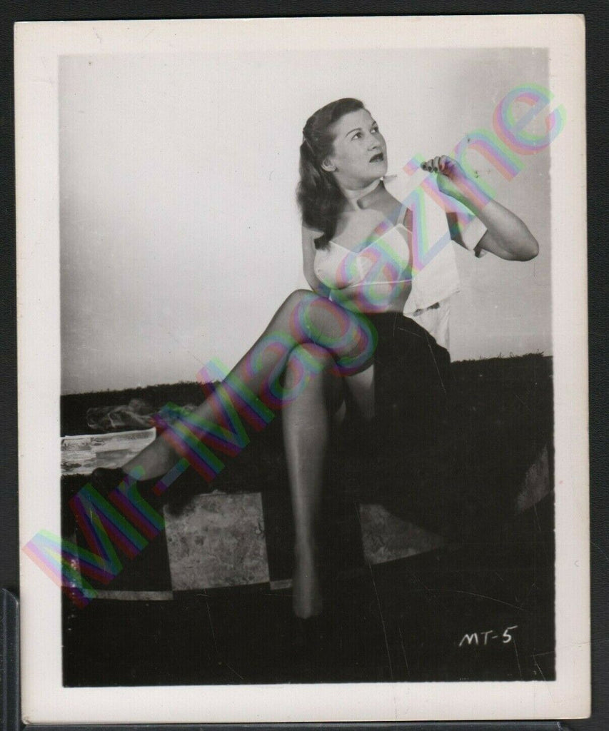 Vintage B&W Risque Pinup 4" x 5" Sexy Brunette Cheesecake BH80