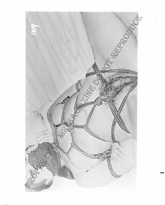 Vintage Adult B&W Photo 4x5 Bondage Beautiful Brunette Tied Up on Floor 117MD