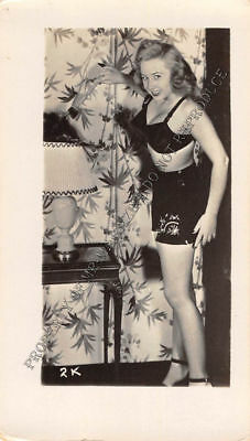 Adult Vintage B&W Photo 2.5x4 Sexy Pin Up Lesbians Undressing Strip Tease 130HR