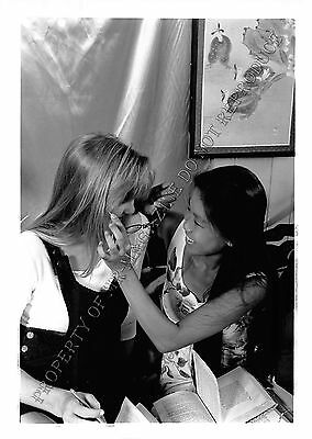 Adult Photo 1990s B&W 5x7 Lesbian Blonde & Asian Flirting 195BO