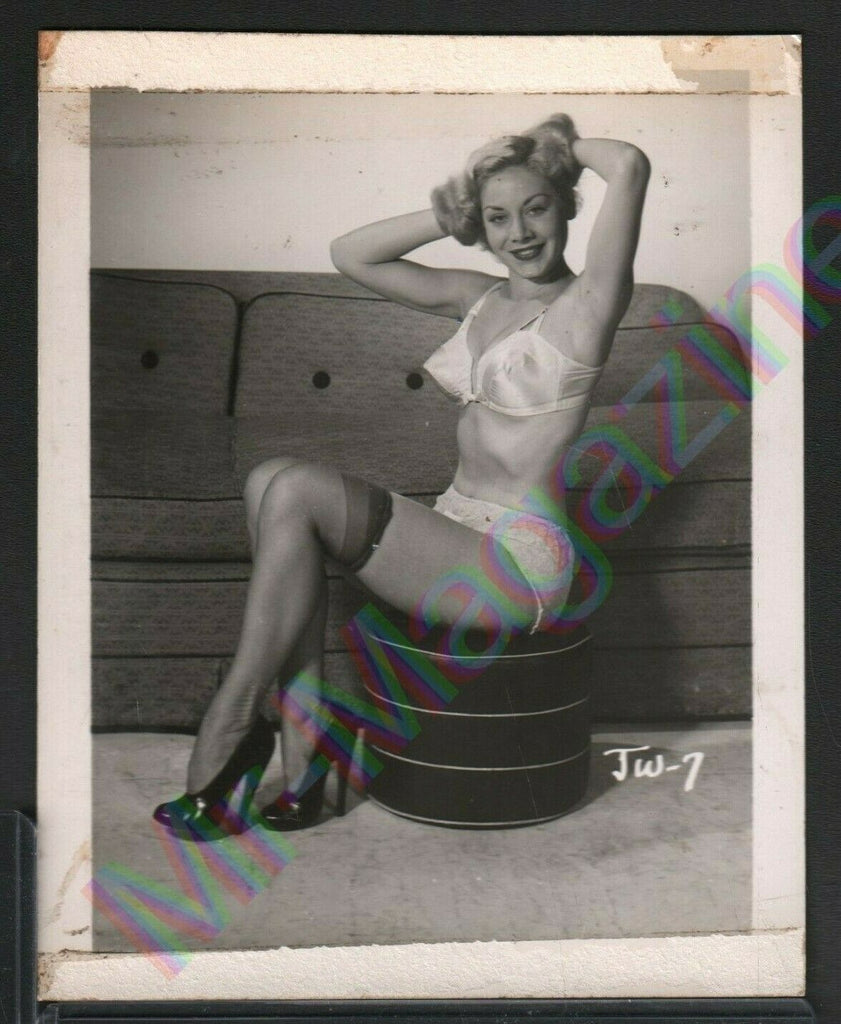 Vintage B&W Risque Pinup 4"x5" Sexy Blonde Classic Cheesecake AS17