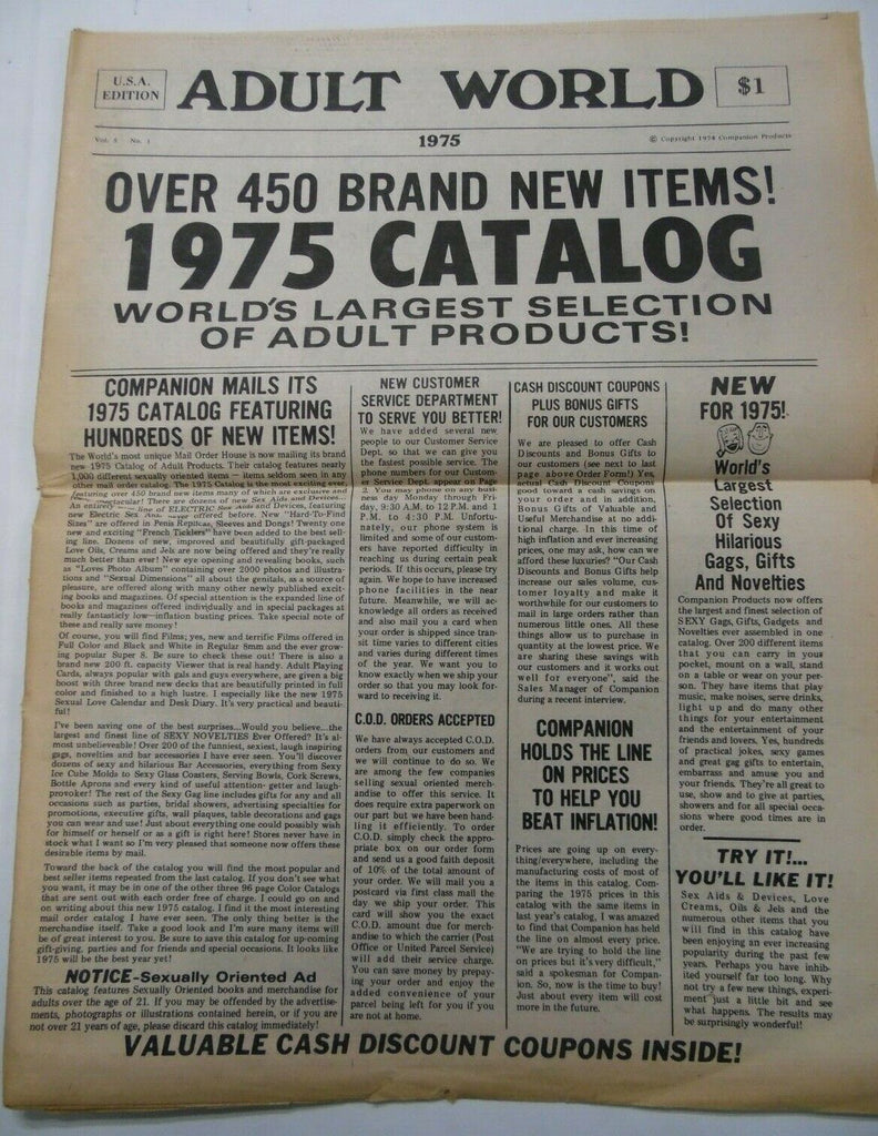 Adult World Newspaper Largest Selection Adult Products 1975 040719lm-ep