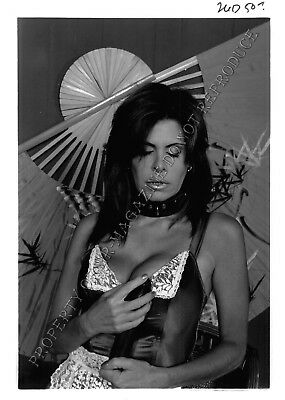Adult Photo 1990s B&W 5x7 Bondage Queen Ashley Renee in Maid Outfit Dusting 98WE