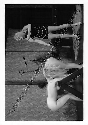 Adult 1990s B&W Photo 5x7 Bondage Beautiful Blonde Lesbian Bound Flogged 29PL