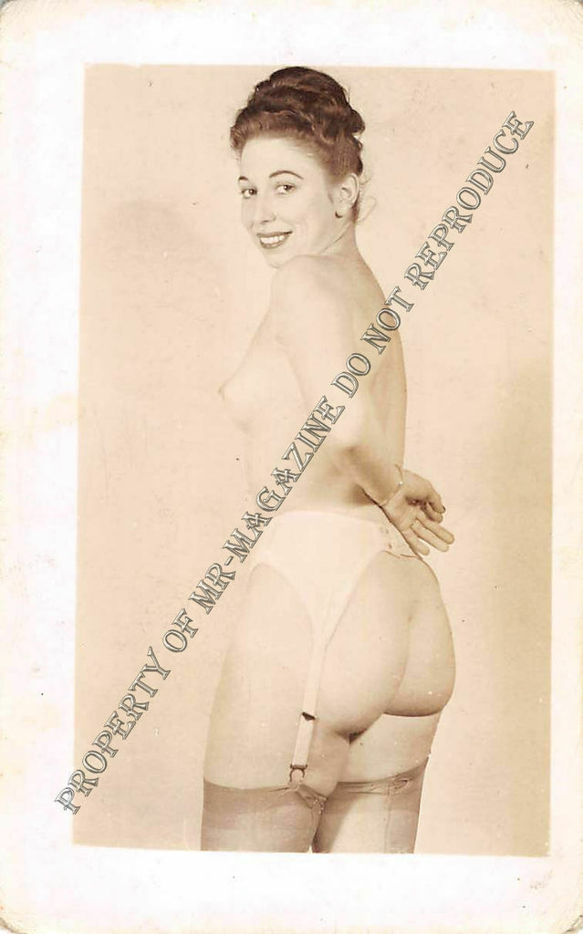 Adult Vintage 1950s B&W Photo 2.5x4 Brunette Pin Up Undressing Lingerie 3FG