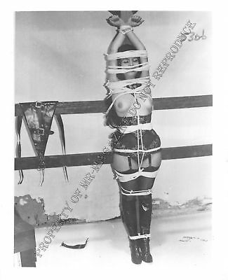 Adult Vintage B&W Photo 4x5 Bondage Beautiful Brunette Bound & Dominated 145WL