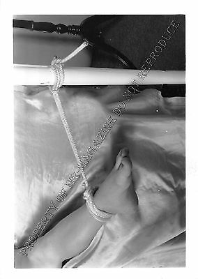 Adult 1990s B&W Photo 5x7 Bondage Beautiful Dirty Blonde Bound To Bed 128NS
