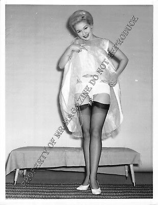 1950s Pin-Up B&W Risque Photo 8.5"x6.5" Sexy Blonde Posing in Lingerie 363FB