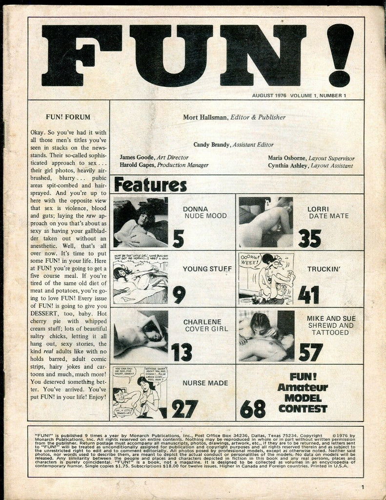 Fun! Magazine Cartoons & Sexy Women August 1976 Readers Copy 101019lm-ep