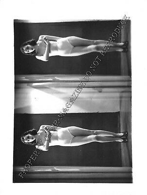 Adult Vintage B&W Photo 4x5 Beautiful Brunette Posing Undressing Sexy Nude 86HP