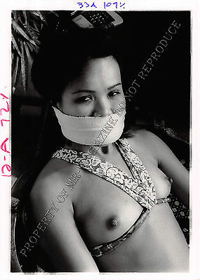 Adult 1990s B&W Photo 5x7 Bondage Beautiful Brunette Bound Tied Up 93NG