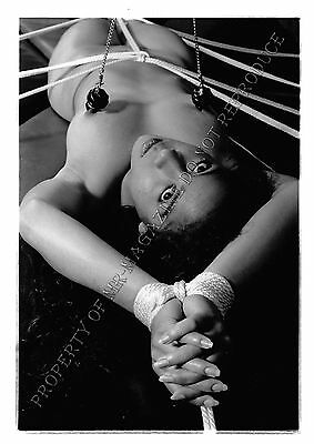 Adult 1990s B&W Photo 5x7 Bondage Beautiful Brunette Bound and Dominated 39NG