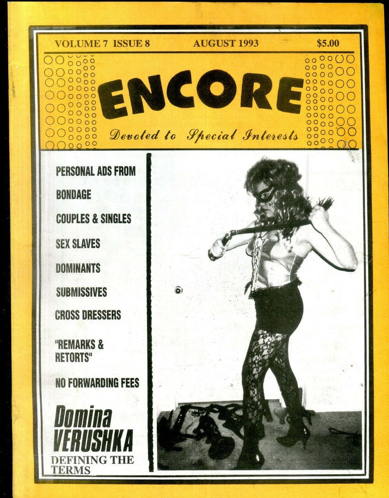 Encore Fetish Contacts Magazine Domina Verushka August 1993 112618lm-ep