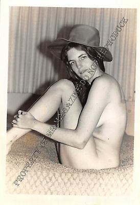 Adult Vintage B&W Photo 3.5x5 Beautiful Brunette Posing Nude Showing Body 53HV